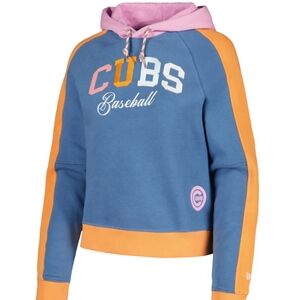 Women's New Era Light Blue Chicago Cubs Fashion Color Pop Pullover Hoodie Size L
